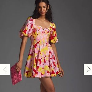 Anthropologie puff sleeve sweetheart dress
